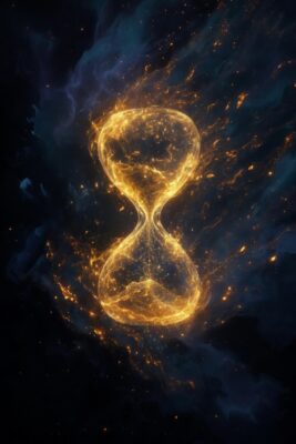 Limited Editions — golden hourglass of light with stardust particles